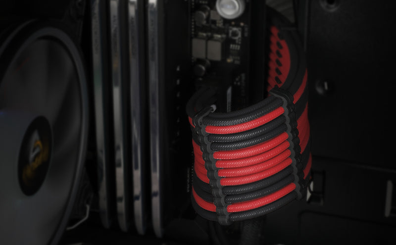 Sleeved Extension cable kit Black/Red